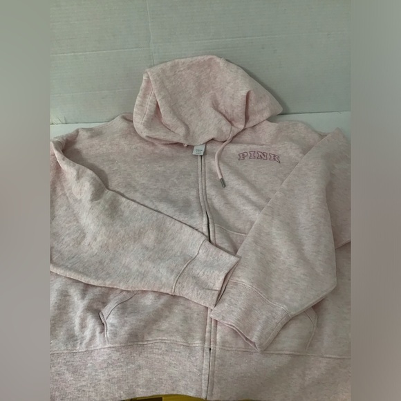 Victoria Secret PINK Hoodie Size M 170/96A Pink Full Zip NWT Glitter - Picture 8 of 14